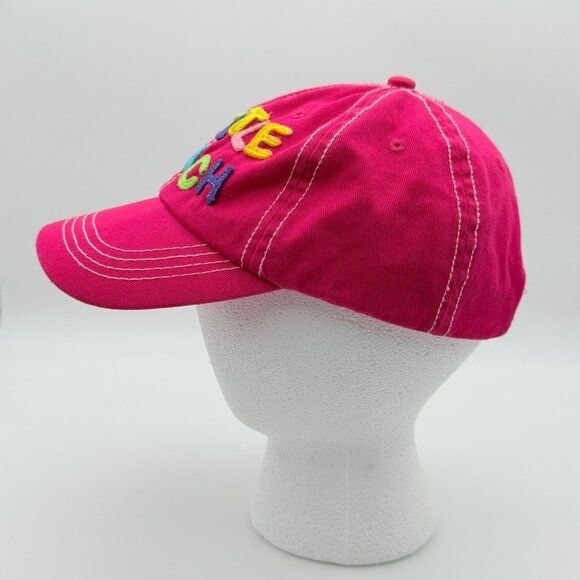 Myrtle Beach Pink Embroidered Cotton Girls Baseball Cap Adjustable Strapback - Picture 4 of 6